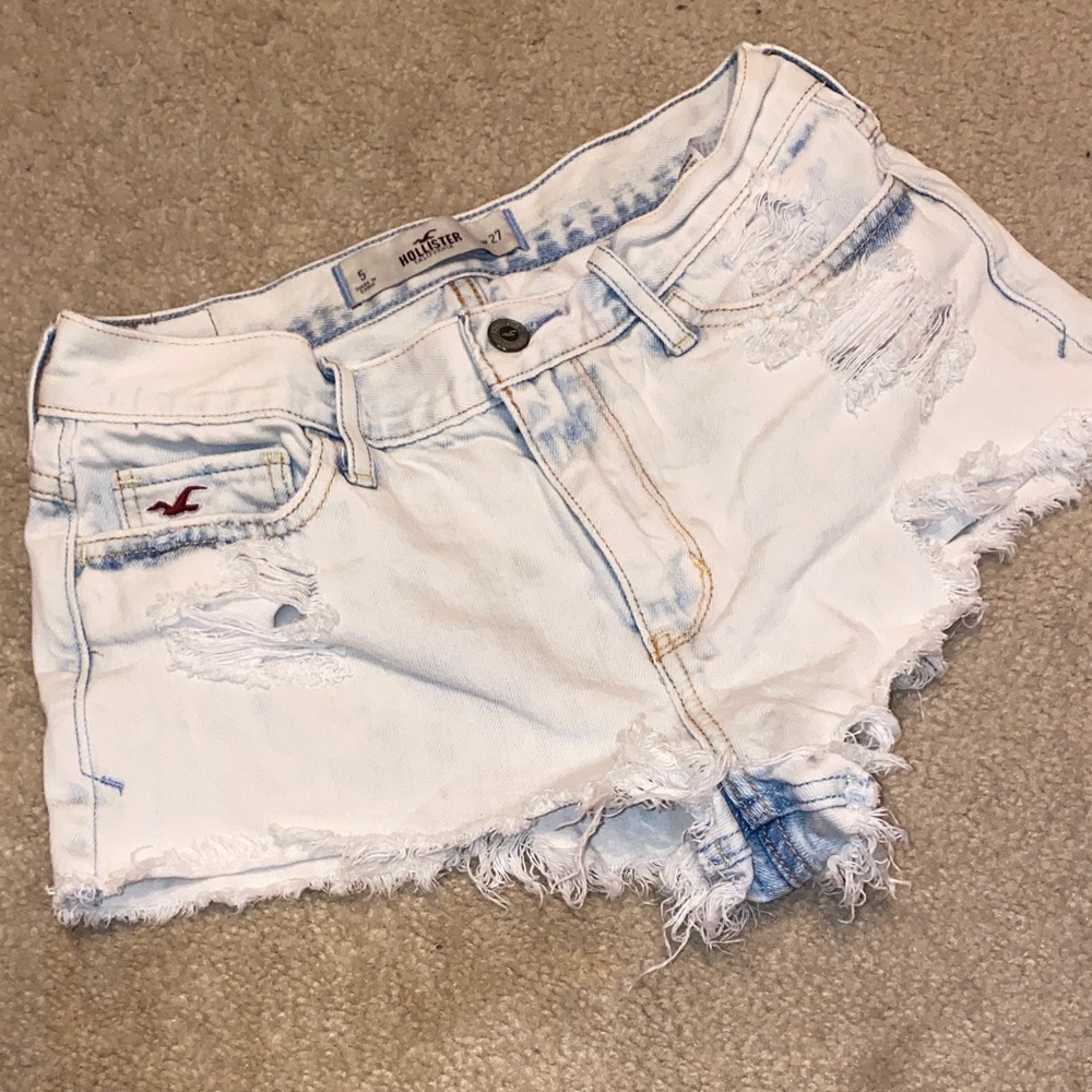 Hollister Women's Frayed White Jean Shorts